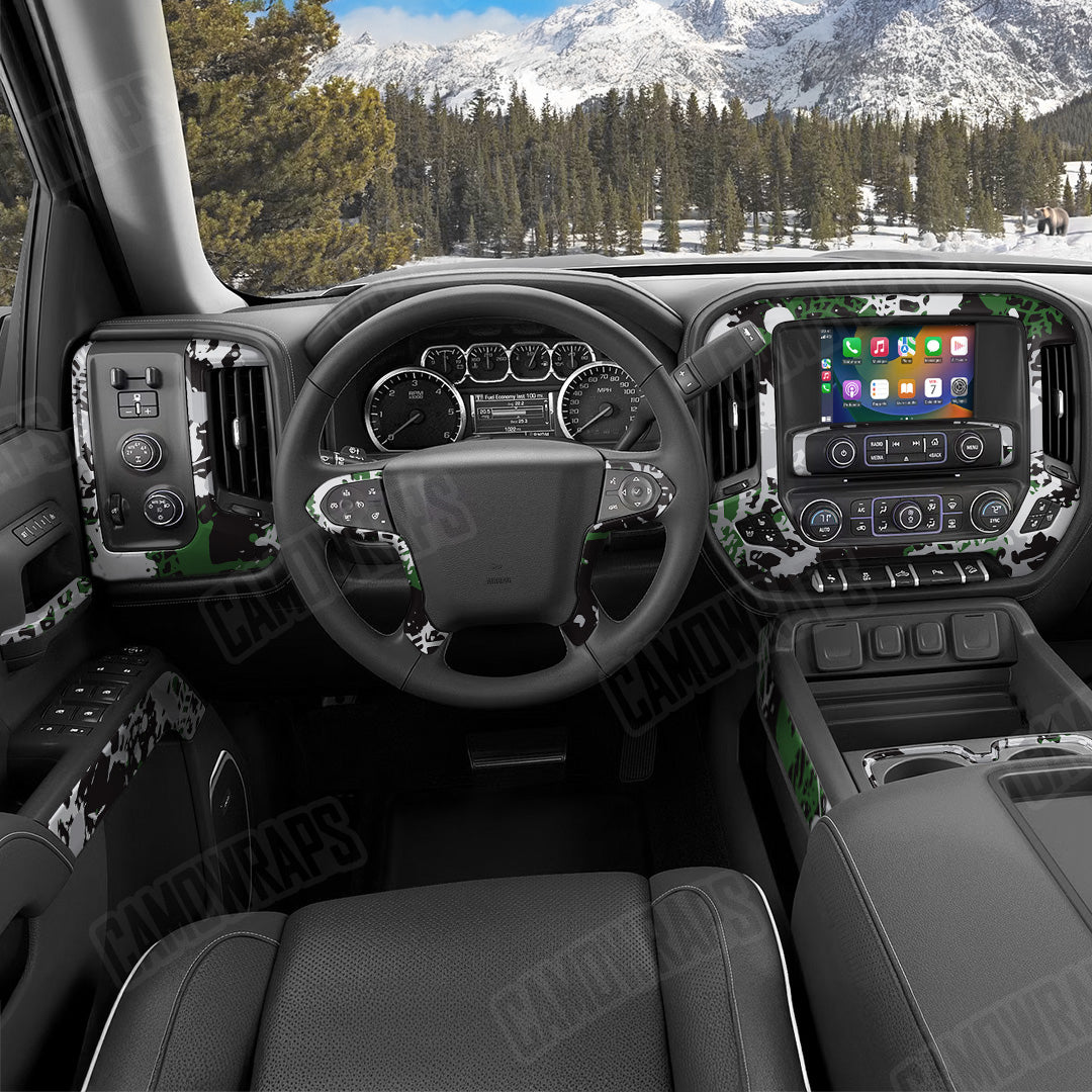 Tire Splatter Green Tiger Camo Car Interior Skin