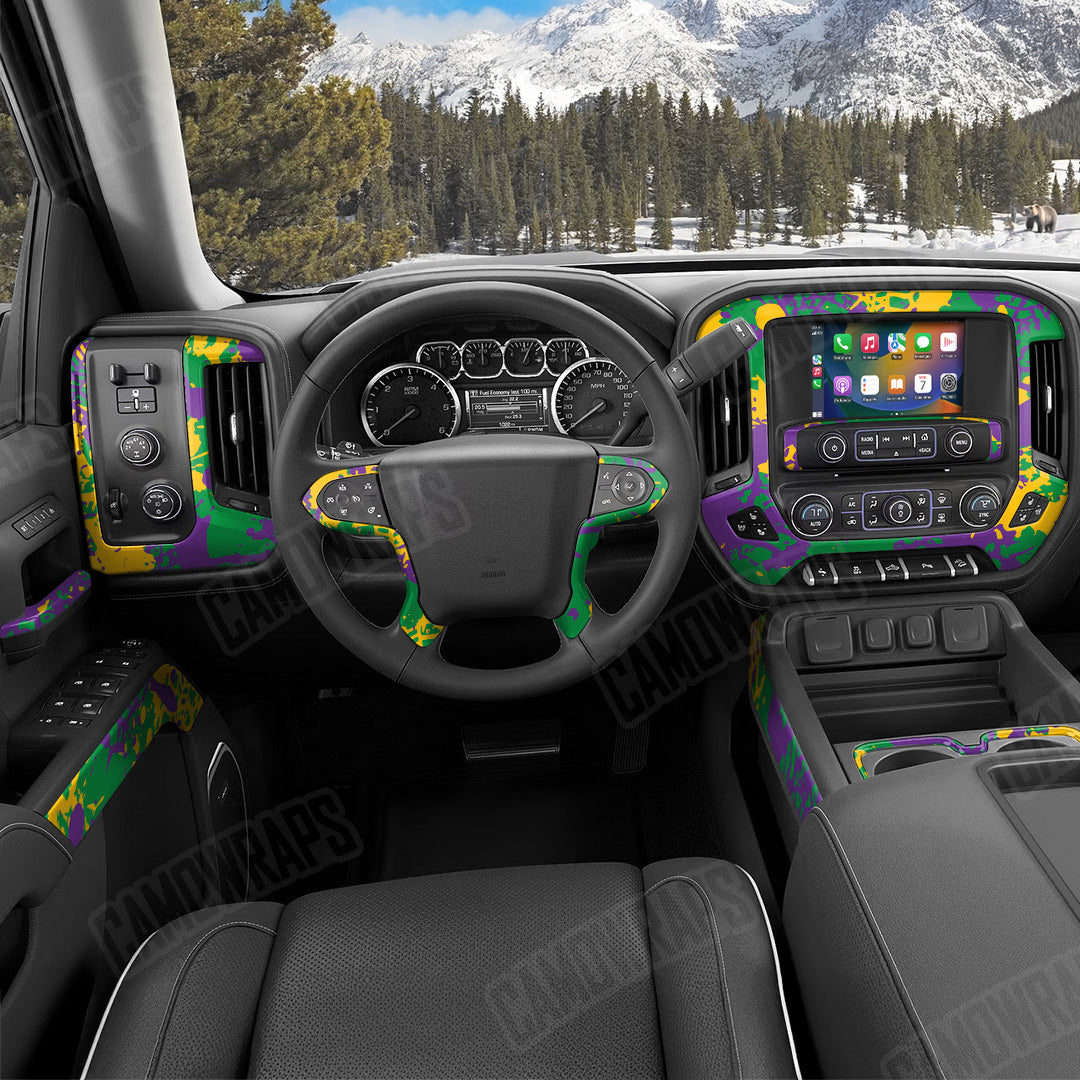 Tire Splatter Mardi Gras Camo Car Interior Skin
