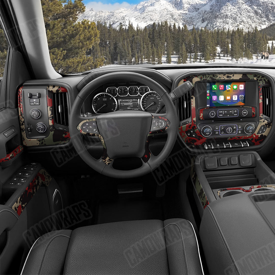 Tire Splatter Militant Red Camo Car Interior Skin