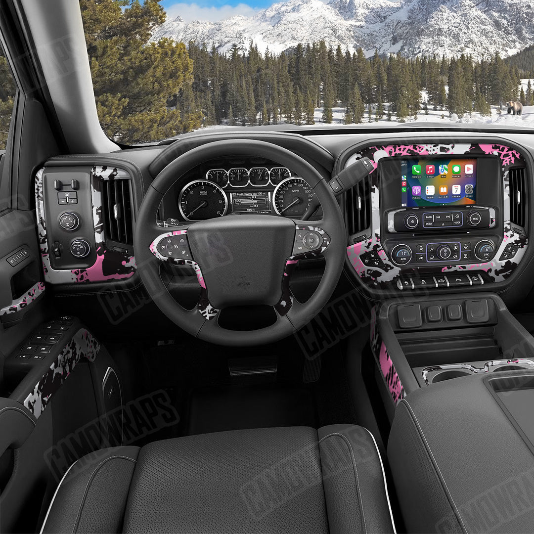 Tire Splatter Pink Tiger Camo Car Interior Skin