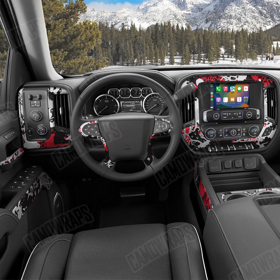Tire Splatter Red Tiger Camo Car Interior Skin