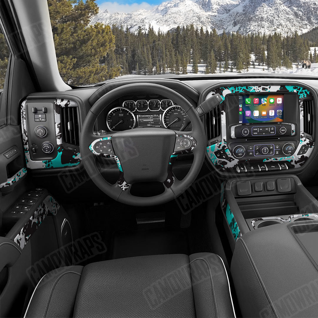 Tire Splatter Tiffany Blue Tiger Camo Car Interior Skin