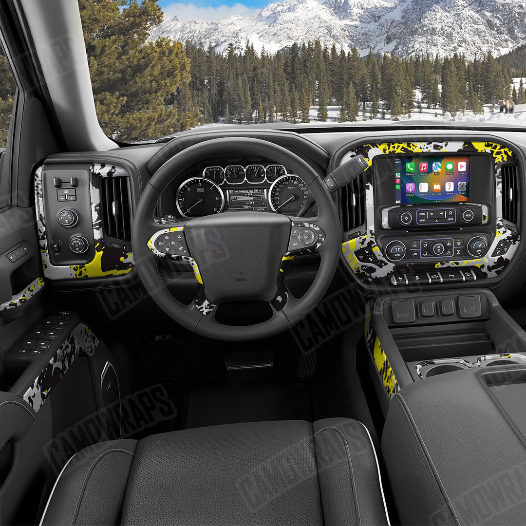 Tire Splatter Yellow Tiger Camo Car Interior Skin