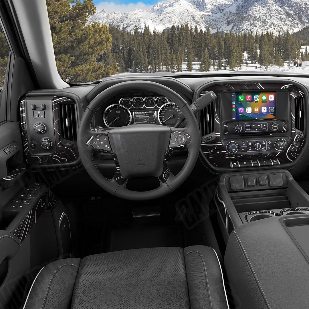 Topographic Black Camo Car Interior Skin