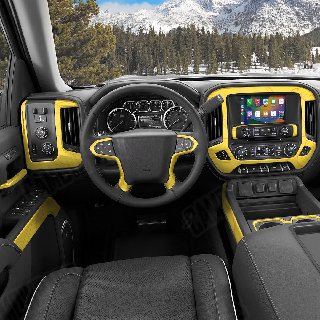 Topographic Yellow Camo Car Interior Skin