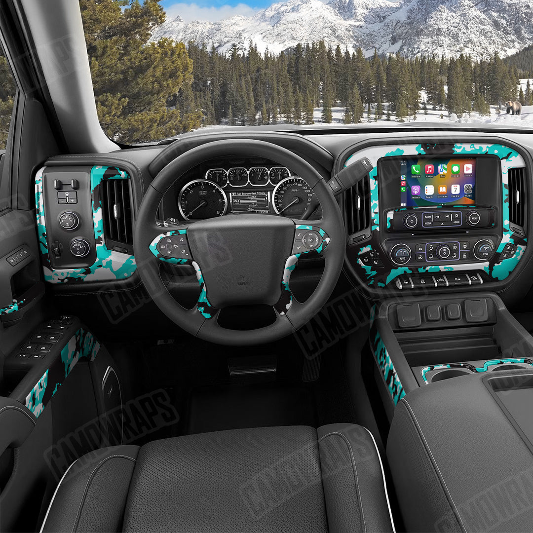 Treetop Tiffany Blue Tiger Camo Car Interior Skin