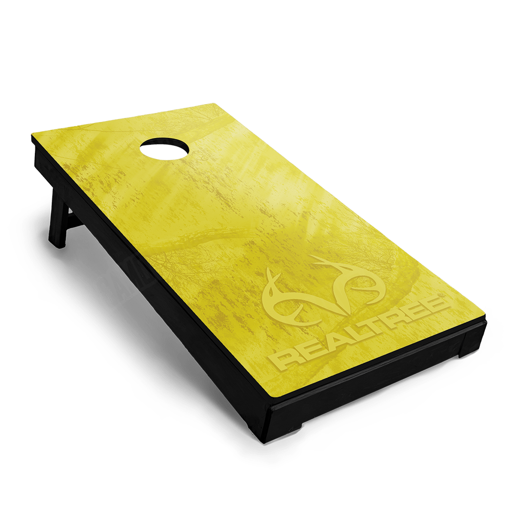 Realtree Fishing Yellow Cornhole Vinyl Wrap