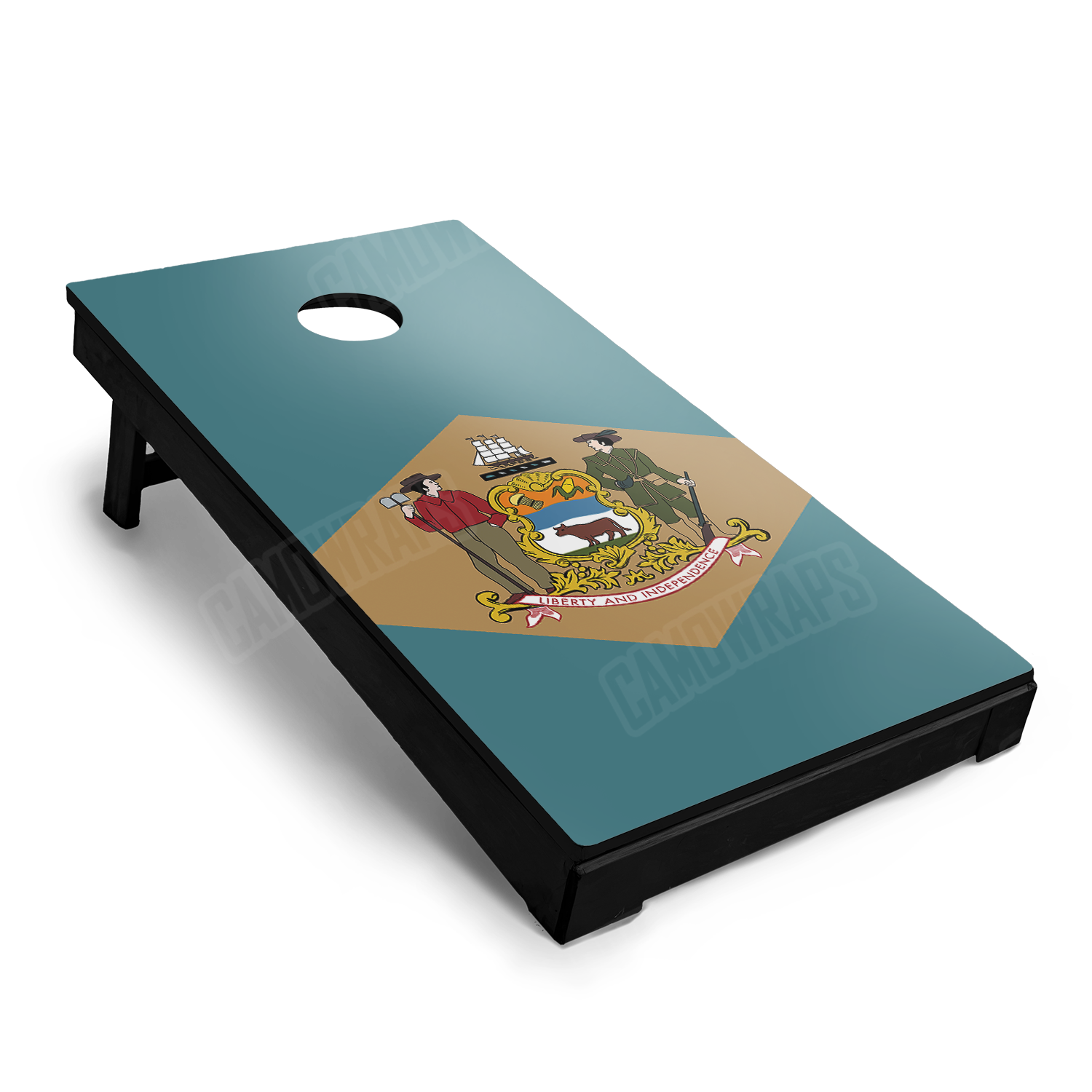 US States Delaware Flag Cornhole Vinyl Wrap