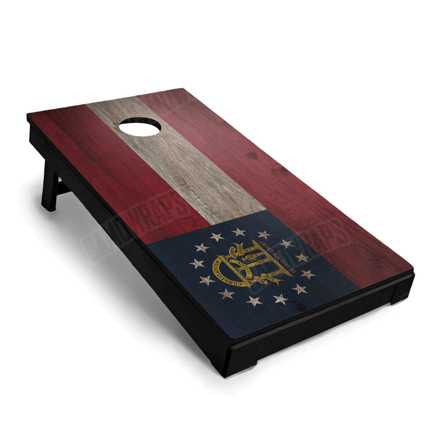 US States Georgia Distressed Flag Cornhole Vinyl Wrap