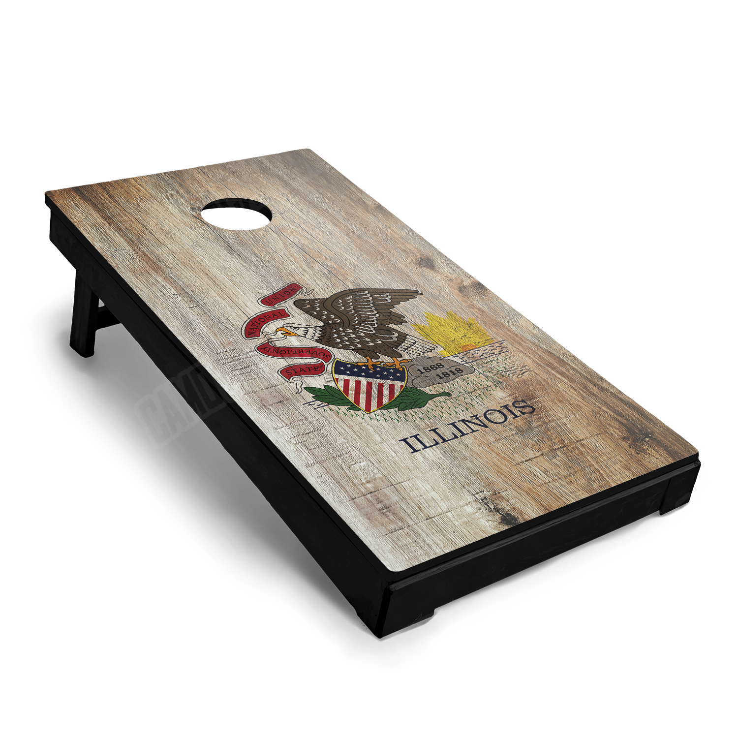 US States Illinois Distressed Flag Cornhole Vinyl Wrap