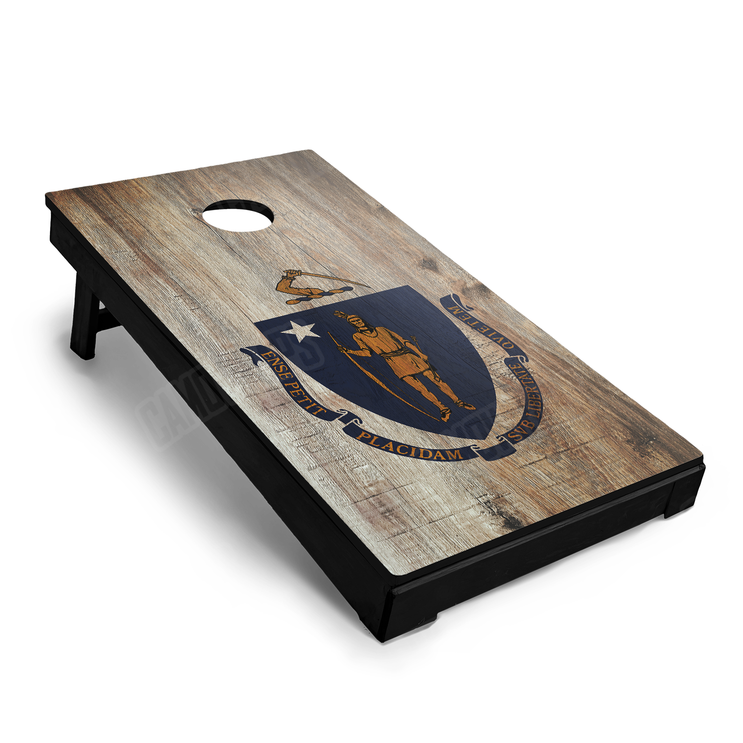 US States Massachusetts Distressed Flag Cornhole Vinyl Wrap
