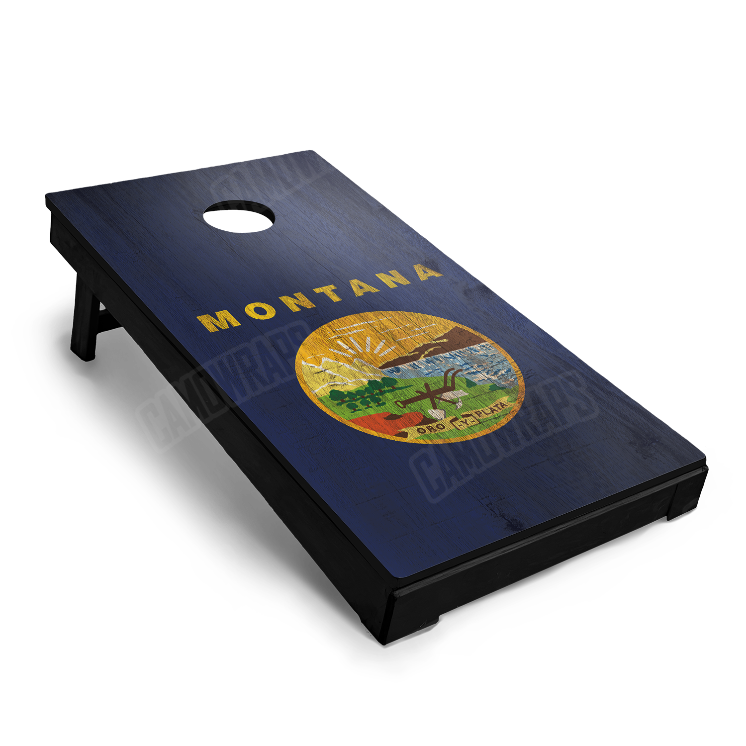 US States Montana Distressed Flag Cornhole Vinyl Wrap