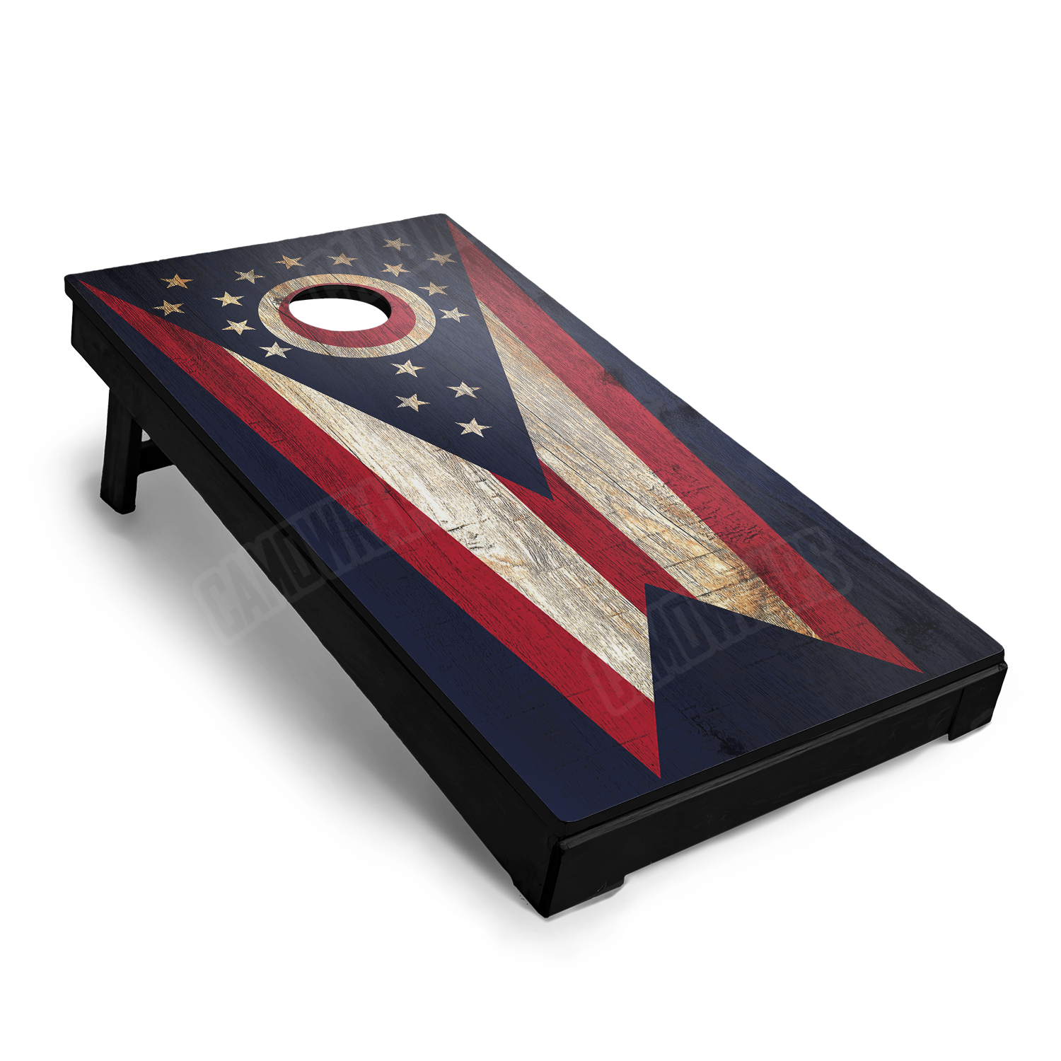 US States Ohio Distressed Flag Cornhole Vinyl Wrap