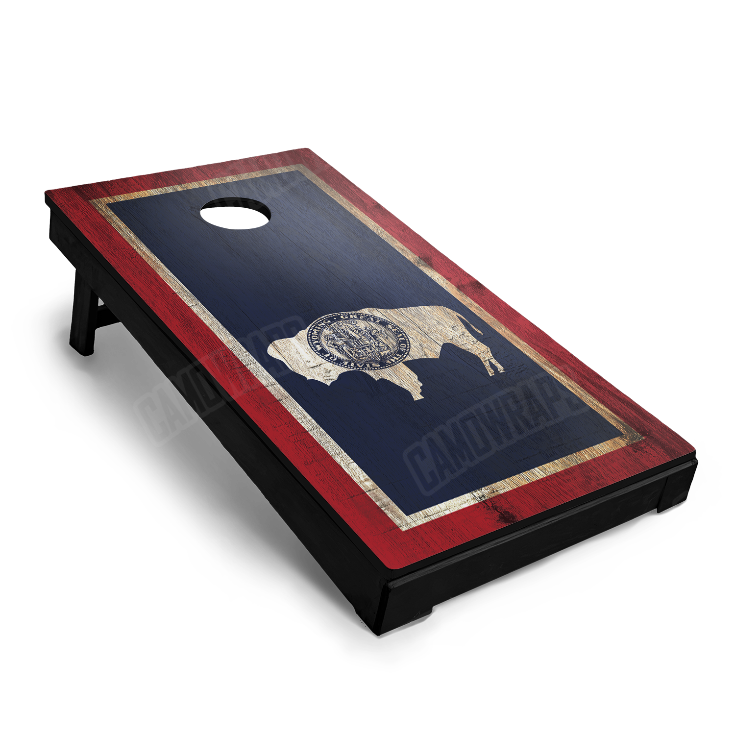 US States Wyoming Distressed Flag Cornhole Vinyl Wrap