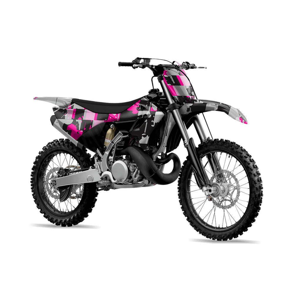 Broken Plaid Magenta Tiger Camo Dirt Bike Vinyl Wrap