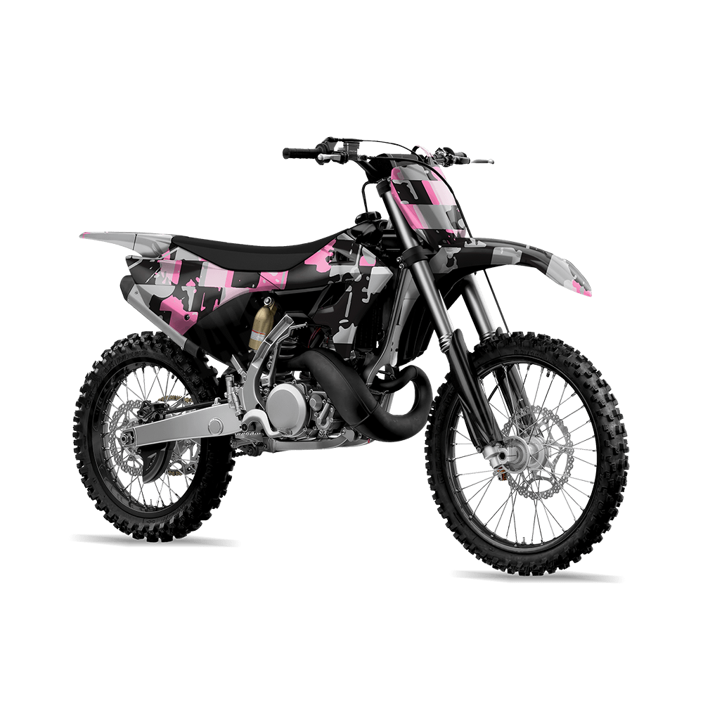 Broken Plaid Pink Tiger Camo Dirt Bike Vinyl Wrap