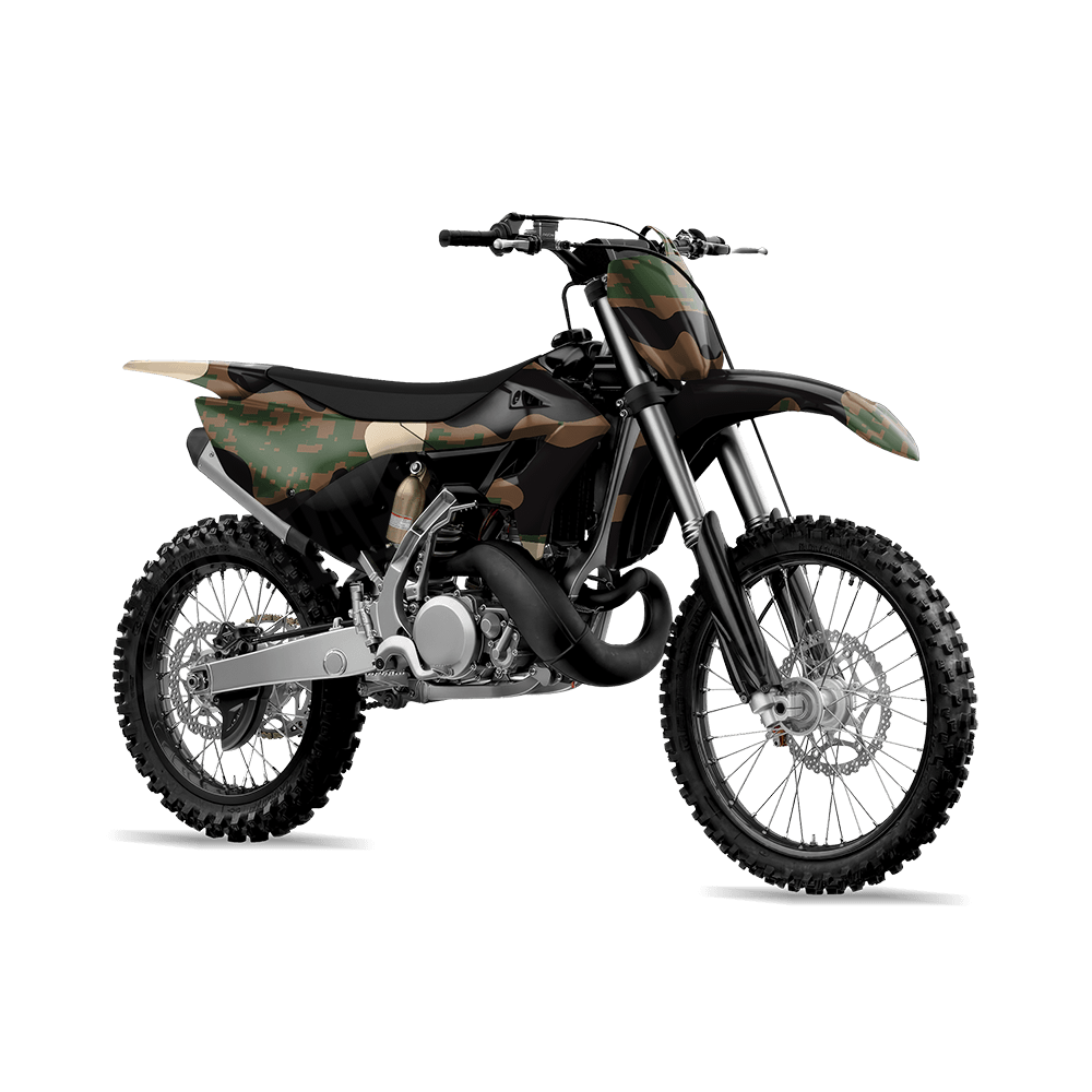Compound Woodland Camo Dirt Bike Vinyl Wrap
