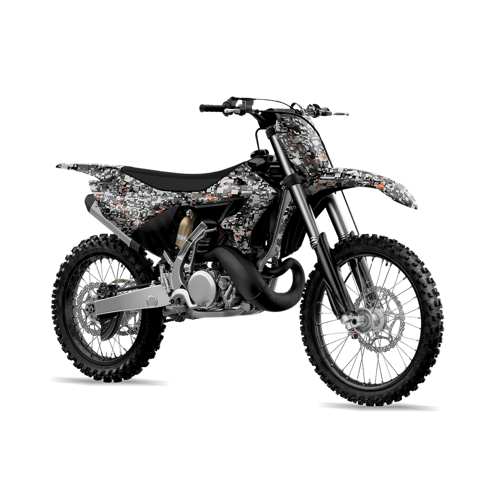 Digital Urban Orange Camo Dirt Bike Vinyl Wrap