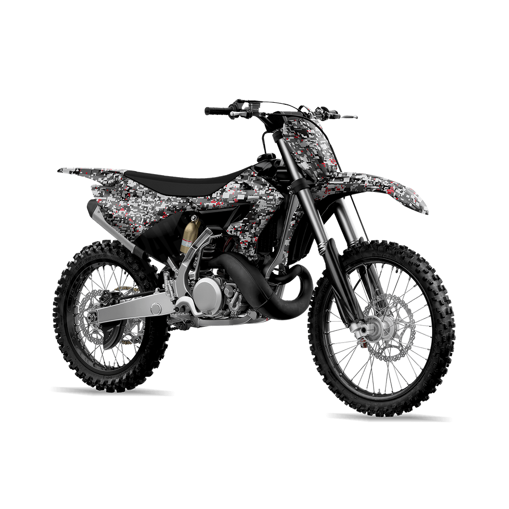 Digital Urban Red Camo Dirt Bike Vinyl Wrap