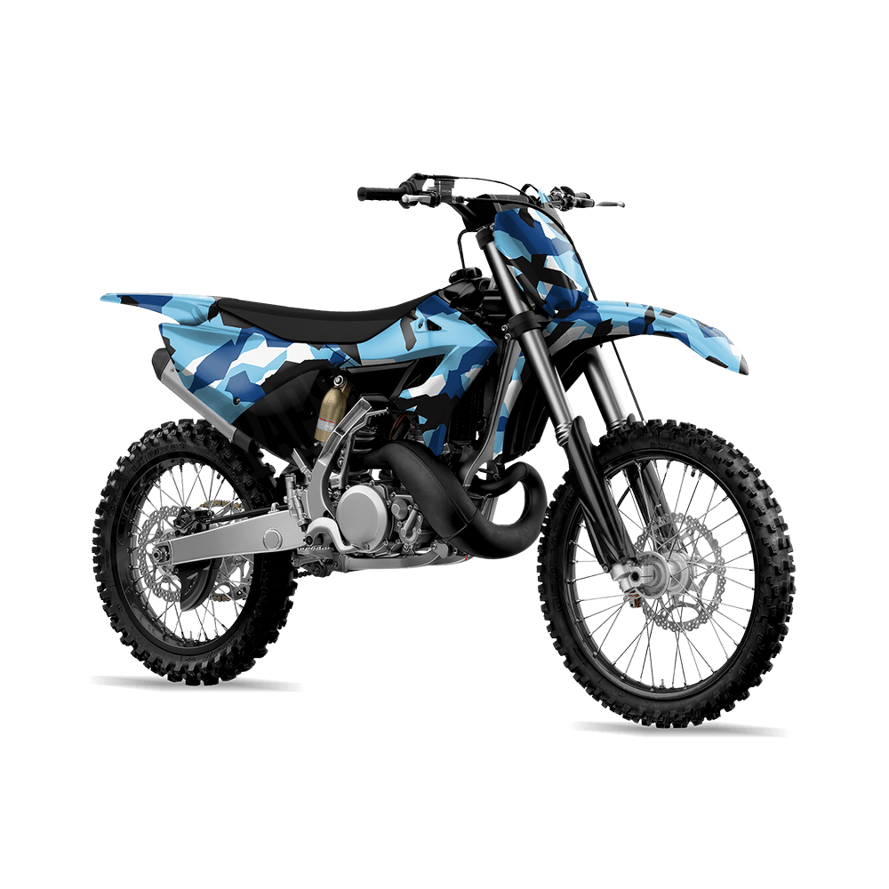 Erratic Baby Blue Camo Dirt Bike Vinyl Wrap