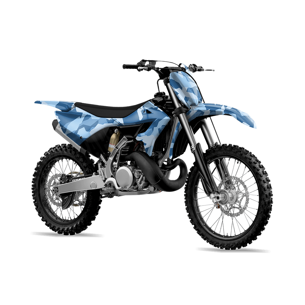 Erratic Cool Blue Camo Dirt Bike Vinyl Wrap