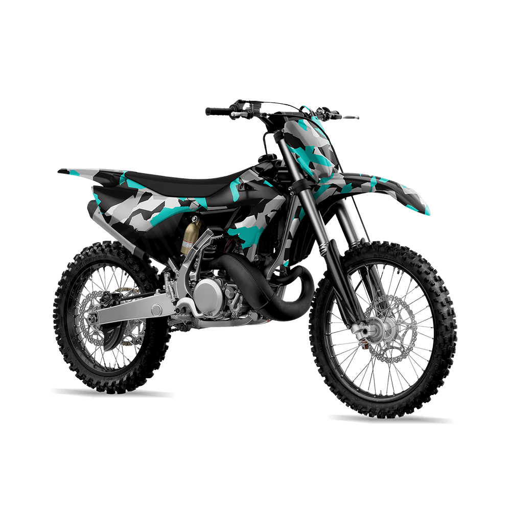 Erratic Tiffany Blue Tiger Camo Dirt Bike Vinyl Wrap