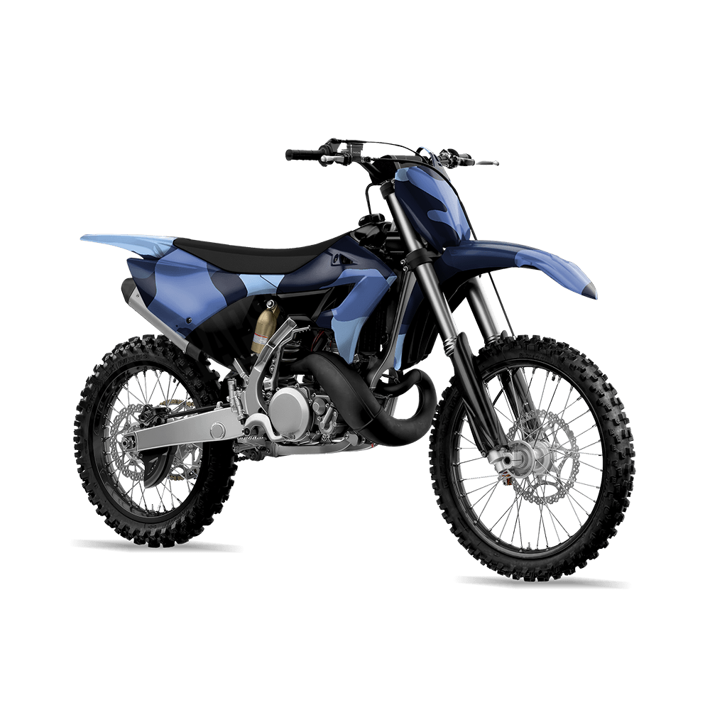 Jumbo Cumulus Blue Urban Night Camo Dirt Bike Vinyl Wrap