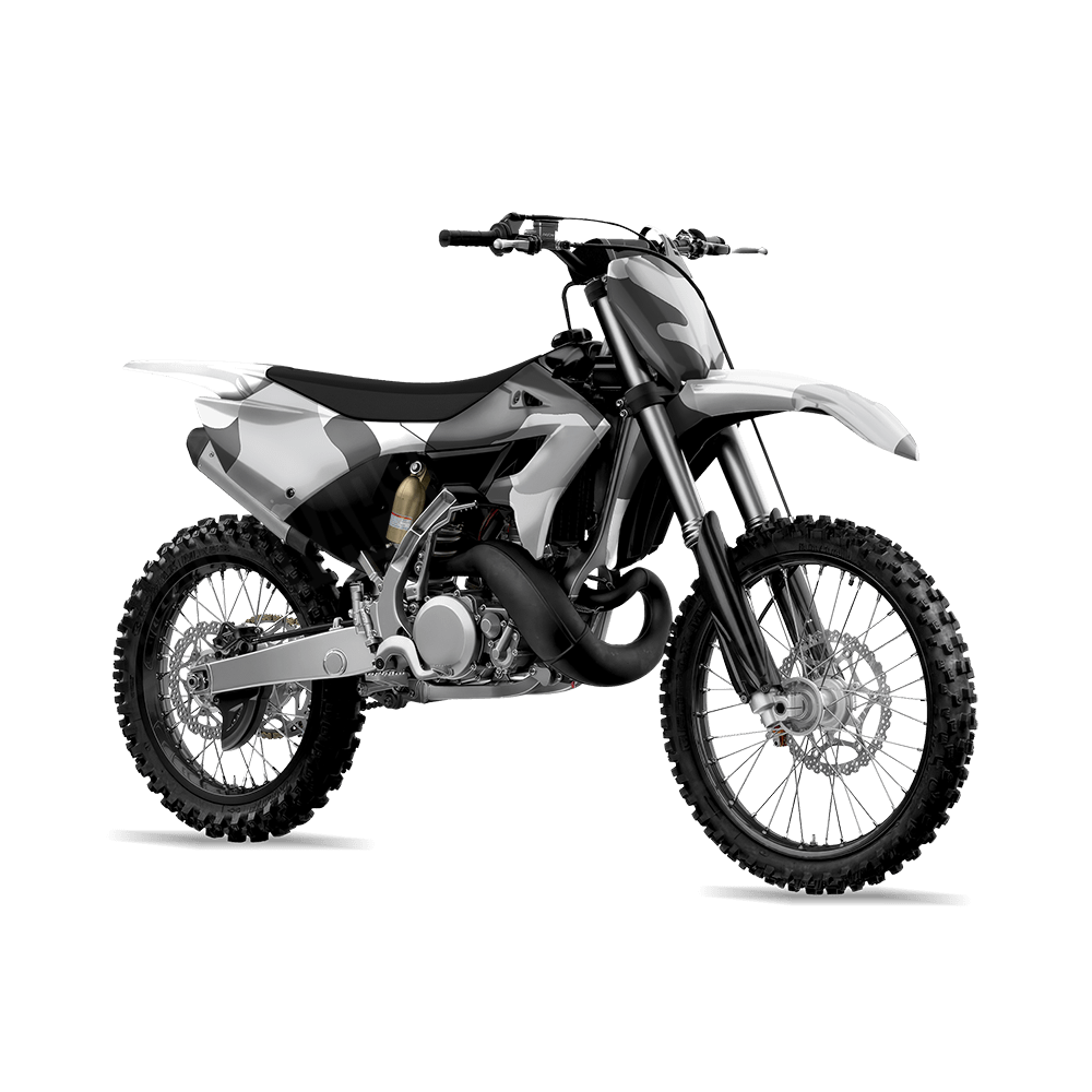 Jumbo Cumulus Snow Camo Dirt Bike Vinyl Wrap