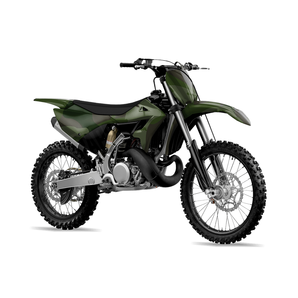 Jumbo Ragged Army Dark Green Camo Dirt Bike Vinyl Wrap