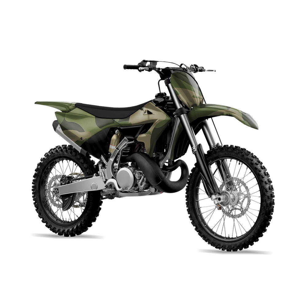 Jumbo Ragged Army Green Camo Dirt Bike Vinyl Wrap