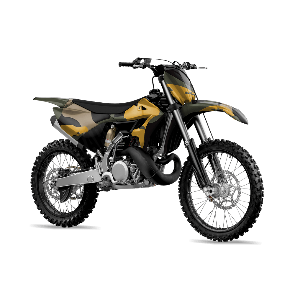 Jumbo Ragged Militant Yellow Camo Dirt Bike Vinyl Wrap