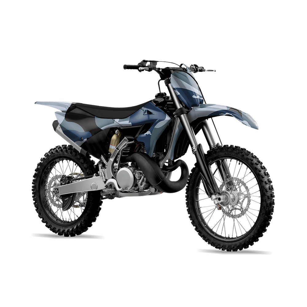 Jumbo Ragged Navy Camo Dirt Bike Vinyl Wrap
