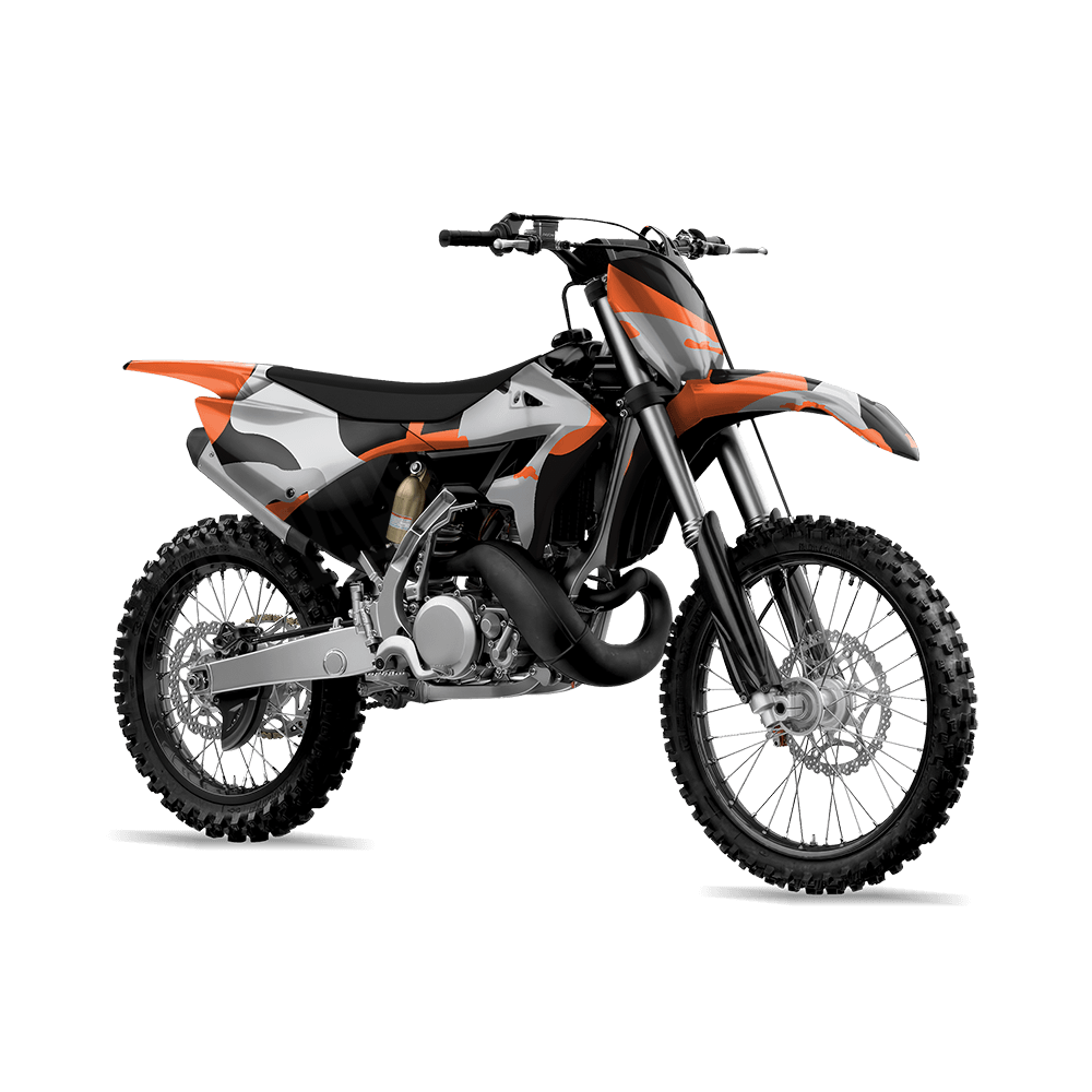 Jumbo Ragged Orange Tiger Camo Dirt Bike Vinyl Wrap