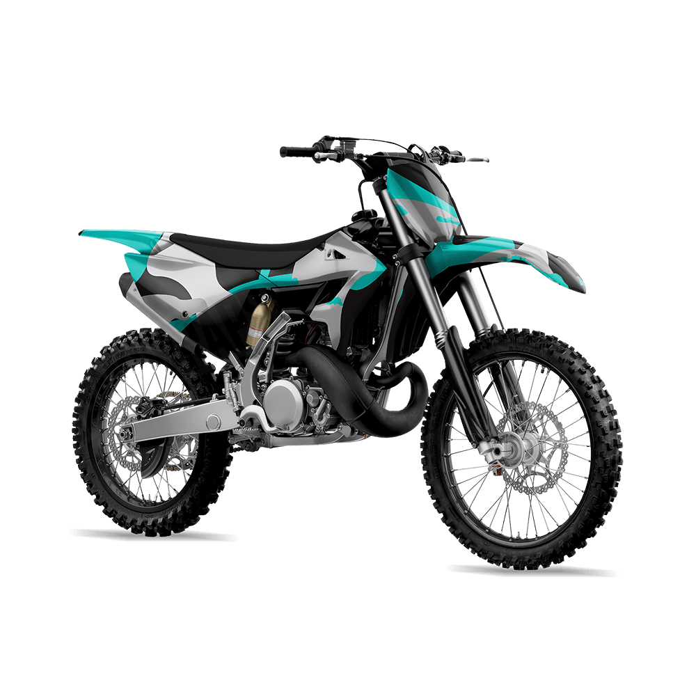 Jumbo Ragged Tiffany Blue Tiger Camo Dirt Bike Vinyl Wrap