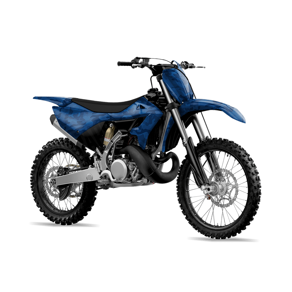 Large Classic Elite Blue Camo Dirt Bike Vinyl Wrap