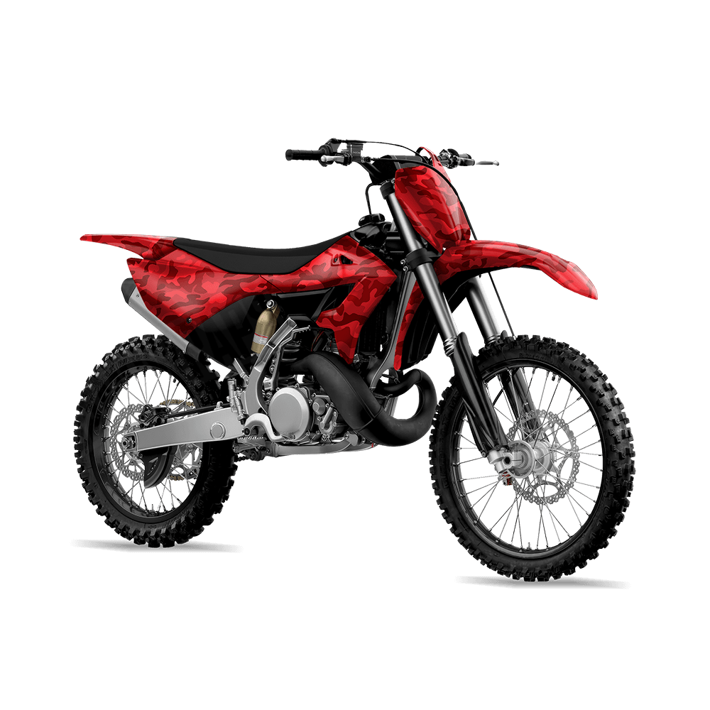 Large Classic Elite Red Camo Dirt Bike Vinyl Wrap