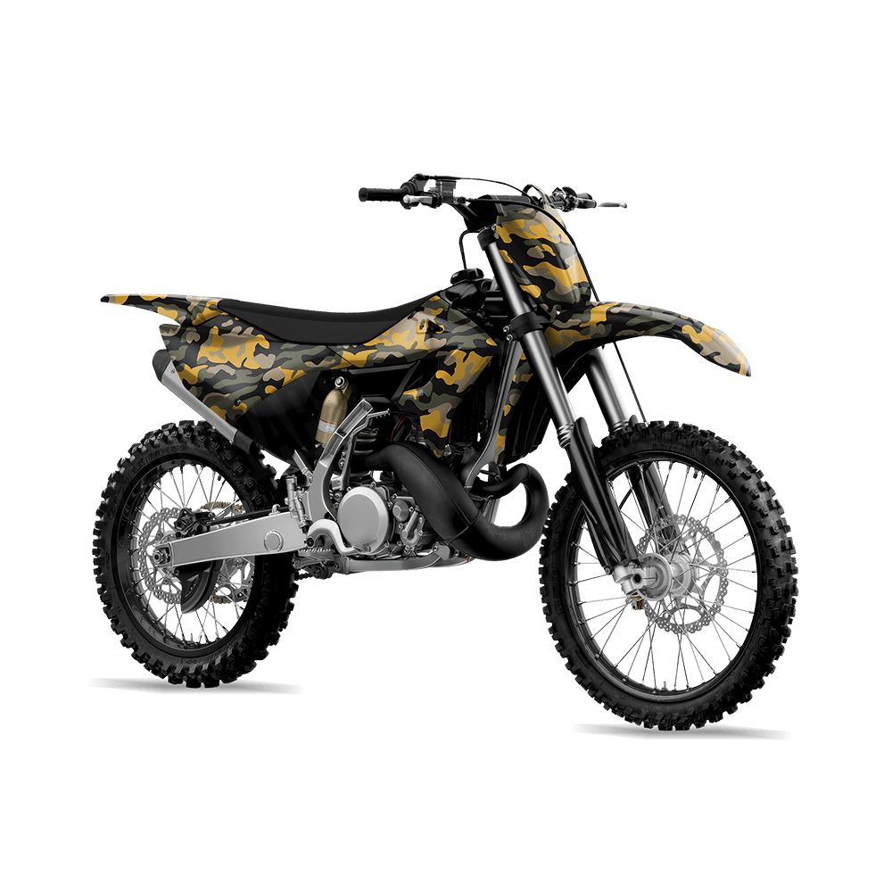 Large Classic Militant Yellow Camo Dirt Bike Vinyl Wrap