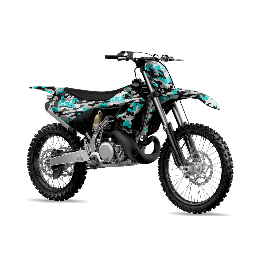 Large Classic Tiffany Blue Tiger Camo Dirt Bike Vinyl Wrap