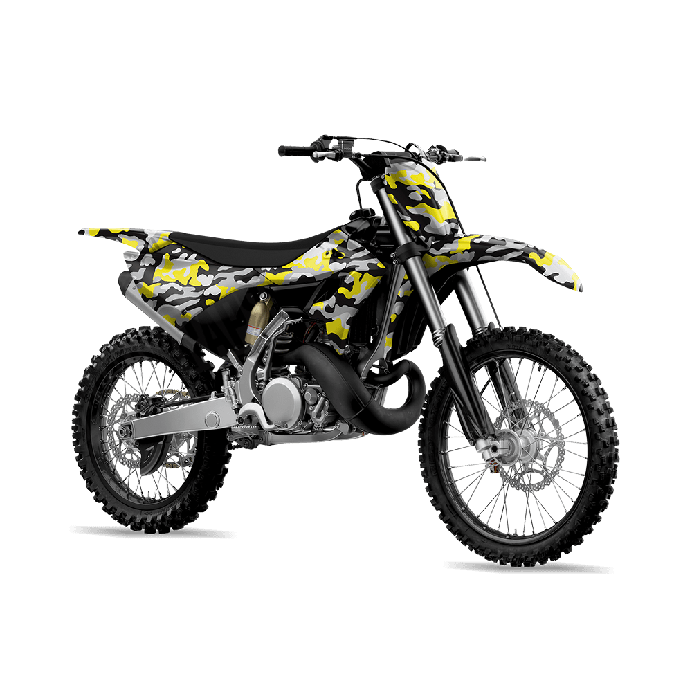 Large Classic Yellow Tiger Camo Dirt Bike Vinyl Wrap