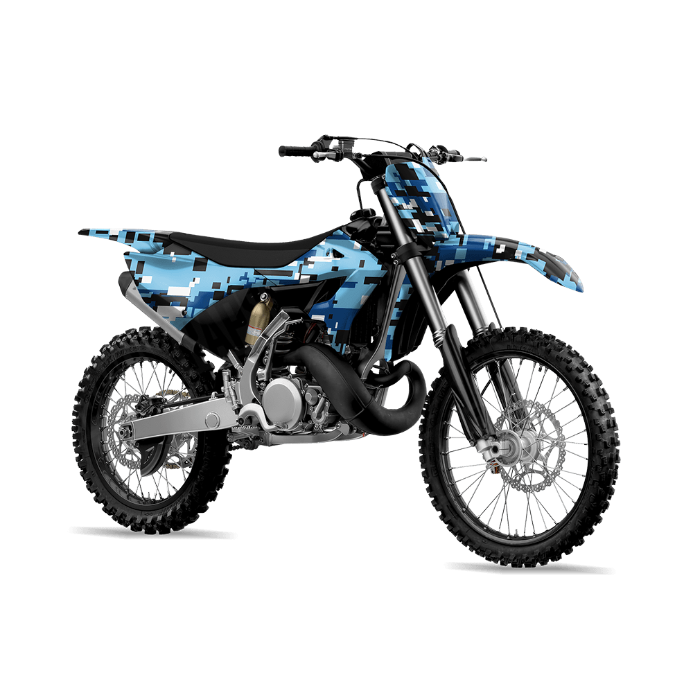Large Digital Baby Blue Camo Dirt Bike Vinyl Wrap