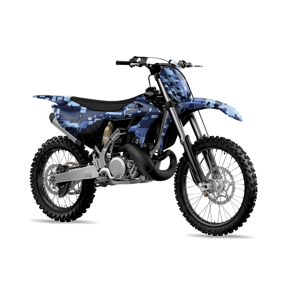 Large Digital Blue Urban Night Camo Dirt Bike Vinyl Wrap