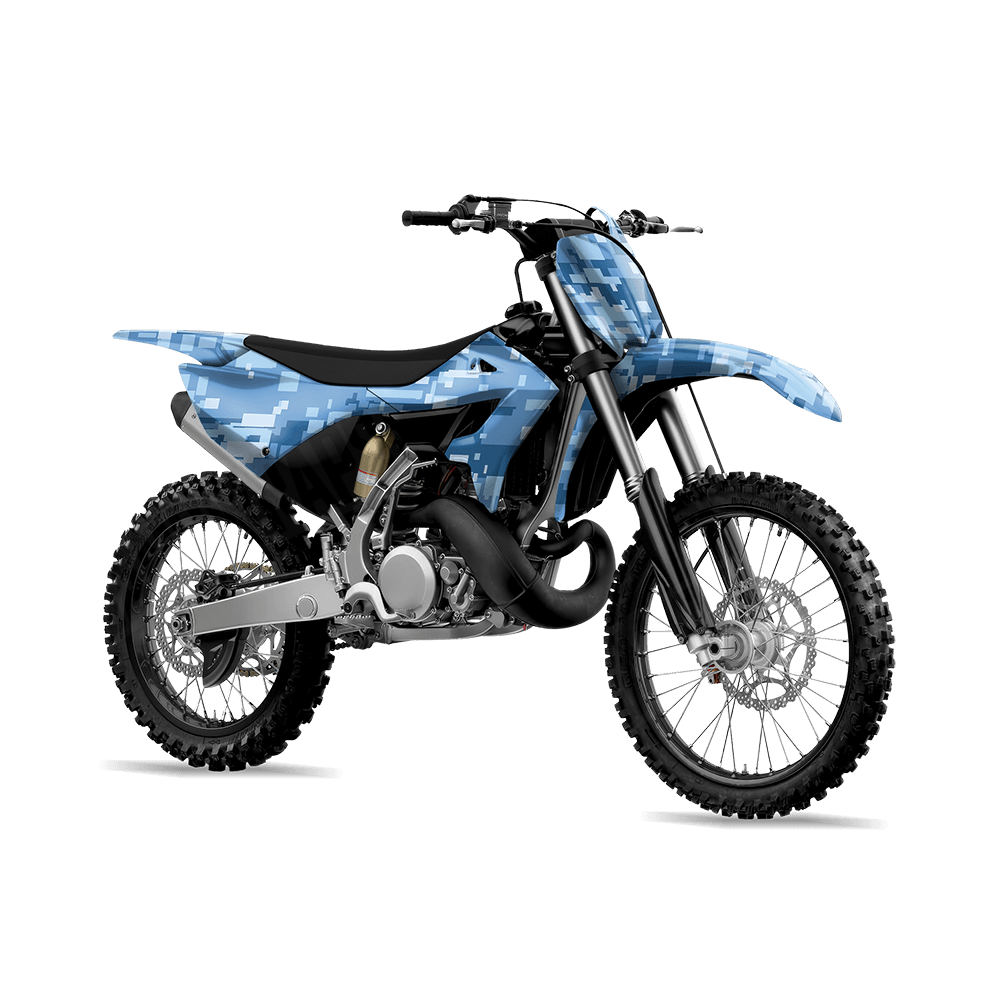 Large Digital Cool Blue Camo Dirt Bike Vinyl Wrap