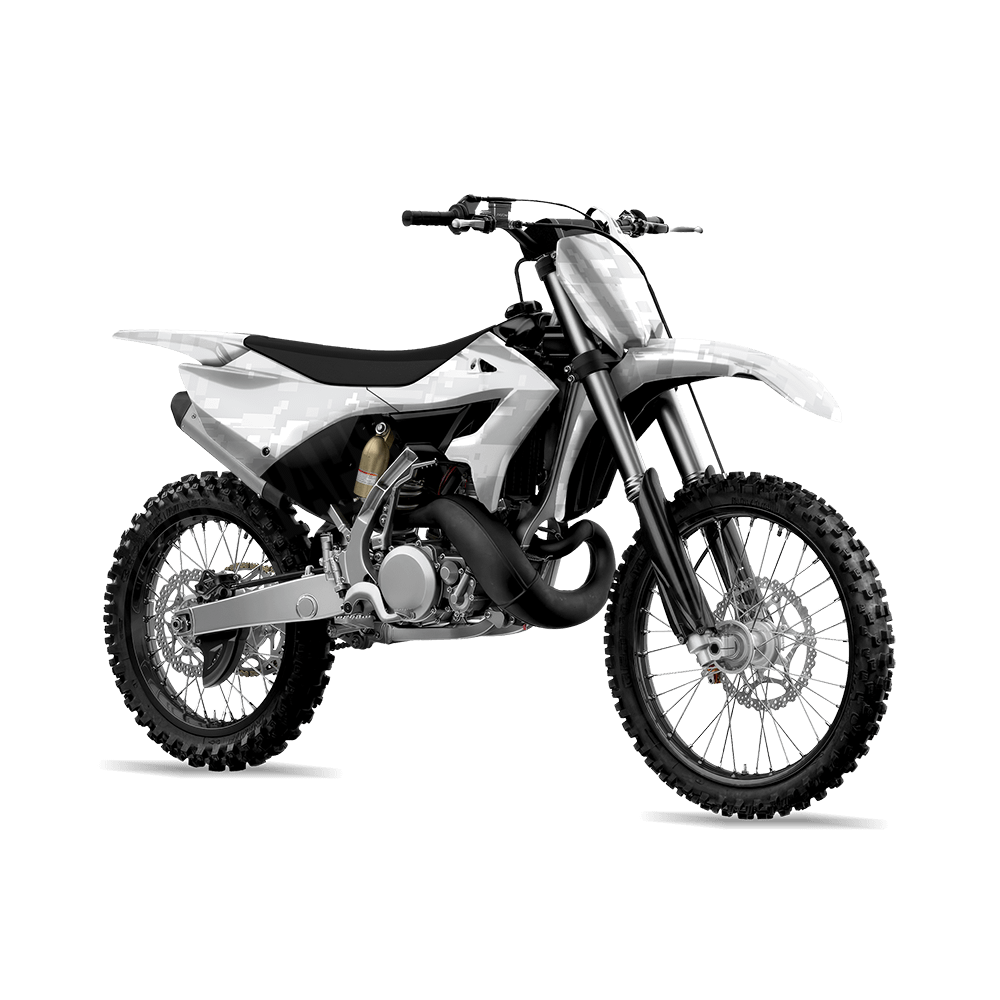 Large Digital Elite White Camo Dirt Bike Vinyl Wrap