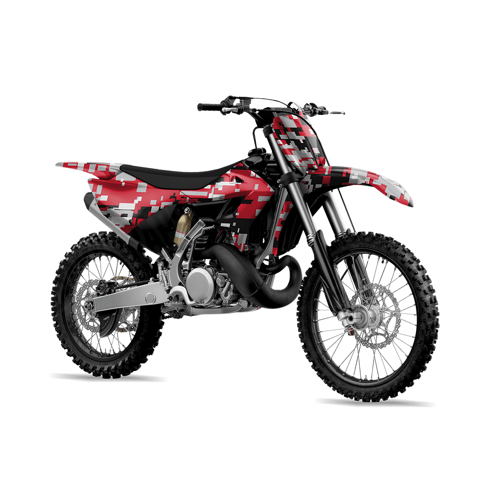 Large Digital Red Tiger Camo Dirt Bike Vinyl Wrap