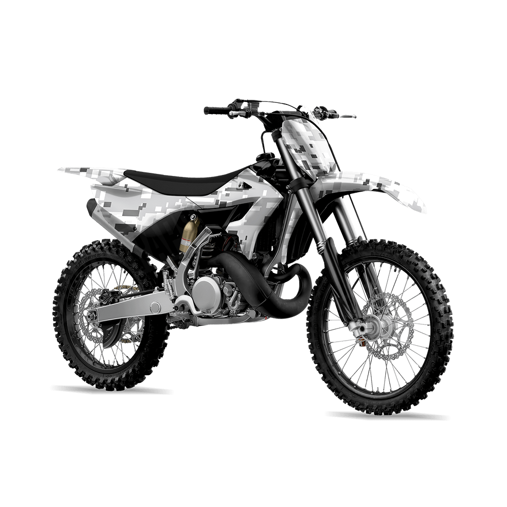 Large Digital Snow Camo Dirt Bike Vinyl Wrap