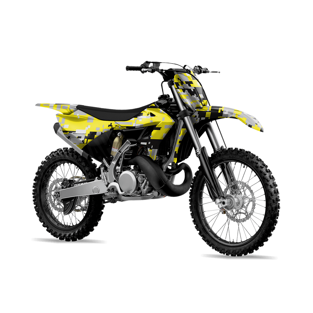 Large Digital Yellow Tiger Camo Dirt Bike Vinyl Wrap