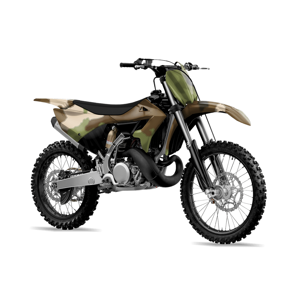 Large Nemesis Woodlands Wolf Camo Dirt Bike Vinyl Wrap