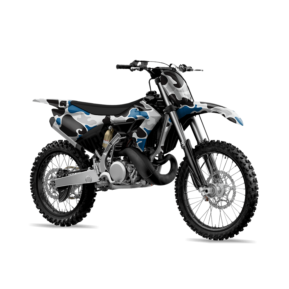Old School Duck Blue Tiger Dirt Bike Wraps