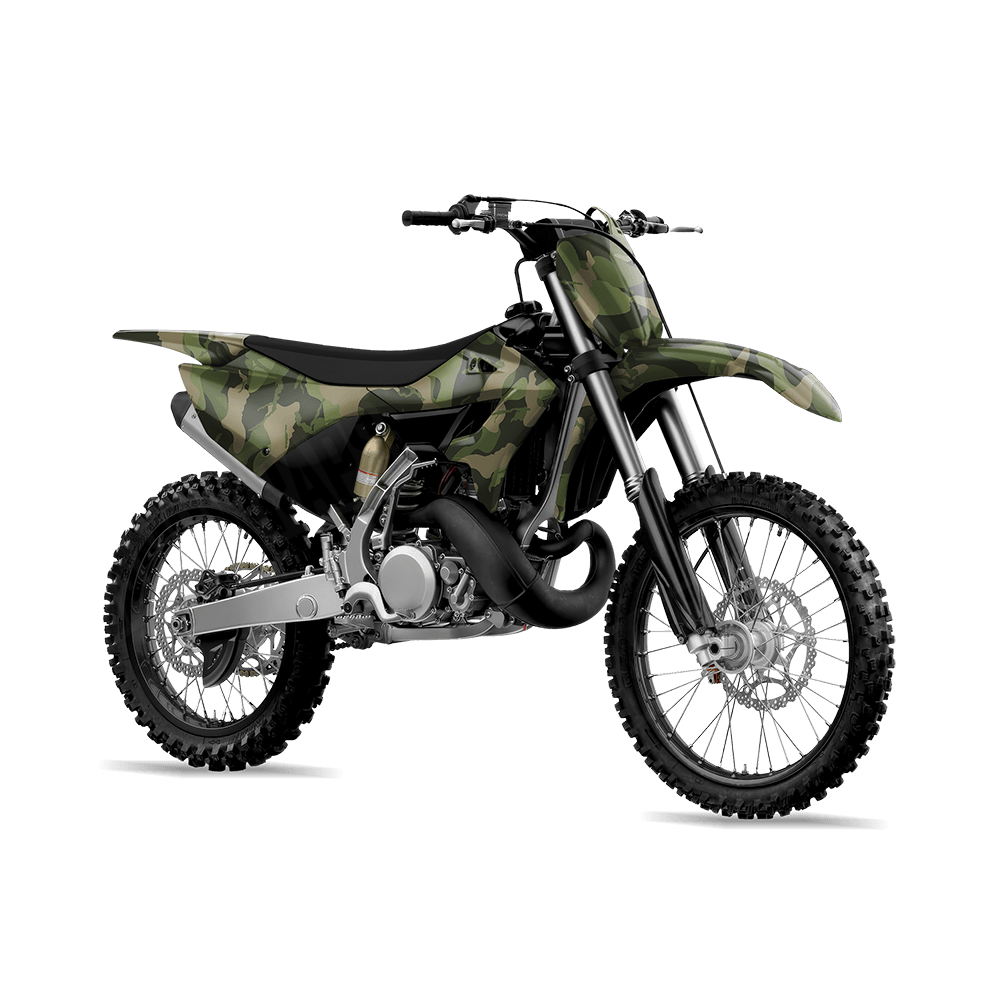 Large Ragged Army Green Camo Dirt Bike Vinyl Wrap