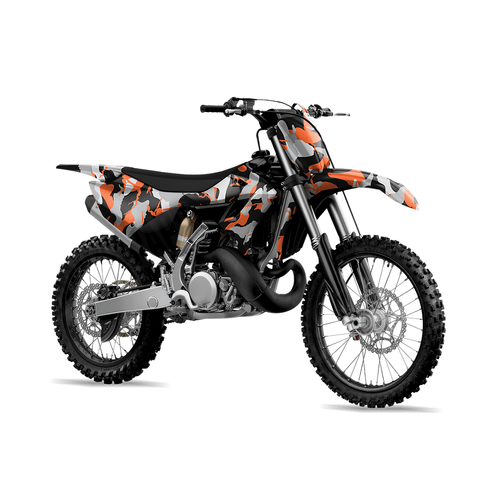 Large Ragged Orange Tiger Camo Dirt Bike Vinyl Wrap